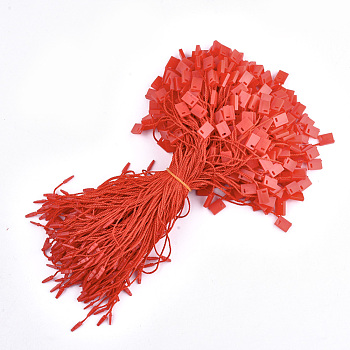 Polyester Cord with Seal Tag, Plastic Hang Tag Fasteners, Red, 185~195x1mm, about 850pcs/bag