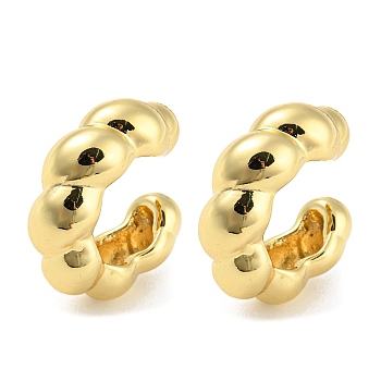 Ring Shape Brass Cuff Earrings, Long-Lasting Plated, Cadmium Free & Lead Free, Real 18K Gold Plated, 21.5x25x8mm