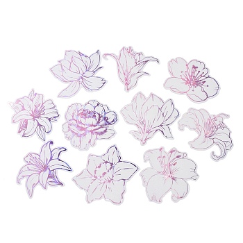 Flower Waterproof PET Stickers Set, Decorative Stickers, for Water Bottles, Laptop, Luggage, Cup, Computer, Mobile Phone, Skateboard, Guitar Stickers, Medium Purple, 66~80x75~80x0.1mm, 10 style, 2pcs/style, 20pcs/set