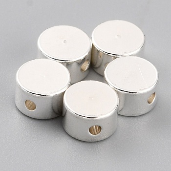 Brass Beads, Long-Lasting Plated, Flat Round, 925 Sterling Silver Plated, 5x3mm, Hole: 1mm