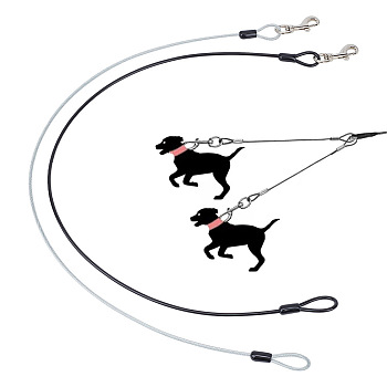 2Pcs 2 Colors Steel Wire Chew-Proof Dog Leash Extension, with PVC, Zinc Alloy Clasp, for Small Medium and Large Dogs, Pet Supplies, Mixed Color, 867x4~26mm, 1pc/color