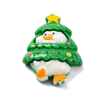 Christmas Duck Theme Opaque Resin Cabochons, Christmas Tree, 31x24x9mm