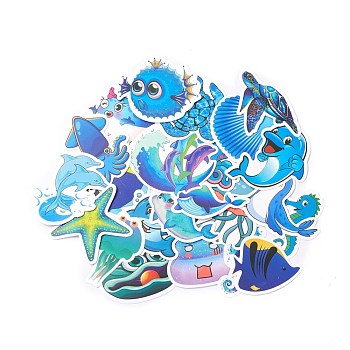 Colorful Cartoon Stickers, Vinyl Waterproof Decals, for Water Bottles Laptop Phone Skateboard Decoration, Ocean Themed Pattern, 5.1x3.7x0.02cm, 49pcs/bag