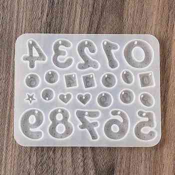 Silicone Pendant Molds, Resin Casting Molds, Alphabet, White, 94x120x6mm, Hole: 1.2mm