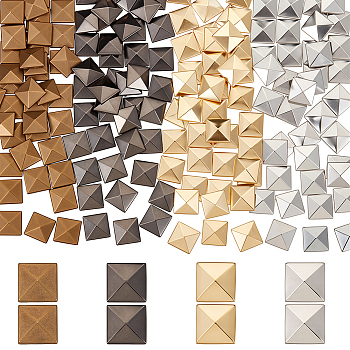 200Pcs Brass Cabochons, Square, Mixed Color, 9.5x9.5x2.5mm, 4 colors, 50pcs/color
