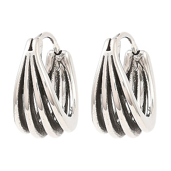 316 Surgical Stainless Steel Hoop Earrings, Antique Silver, 15x15x7.5mm