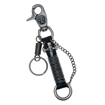Men's Punk Pant Keychain,  Cowhide Keychain, with Alloy Clasp, Skull, Black, 15.5cm