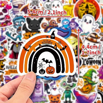 50Pcs Halloween Paper Self-Adhesive Picture Stickers, for Water Bottles, Laptop, Luggage, Cup, Computer, Mobile Phone, Skateboard, Guitar Stickers Decor, Mixed Color, 54~55x35~55x0.1mm, 50pcs/set