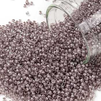 TOHO Round Seed Beads, Japanese Seed Beads, (353) Lavender Lined Crystal, 15/0, 1.5mm, Hole: 0.7mm, about 15000pcs/50g