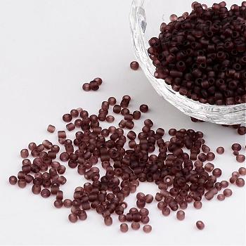 12/0 Frosted Round Glass Seed Beads, Rosy Brown, Size: about 2mm in diameter, hole:1mm, about 3304pcs/50g