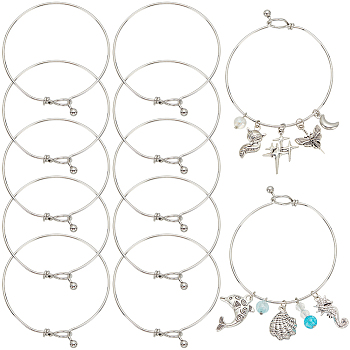 12Pcs 304 Stainless Steel Bangles, Stainless Steel Color, 0.15cm, Inner Diameter: 2-5/8 inch(6.8cm)