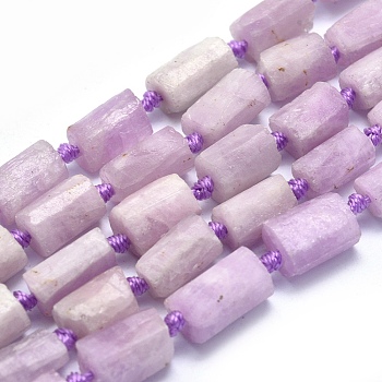 Natural Kunzite Beads Strands, Spodumene Beads, Column, Faceted, Frosted, 8~12x6~7mm, Hole: 1mm, about 31~35pcs/strand, 15.7~16.1 inch(40~41cm)