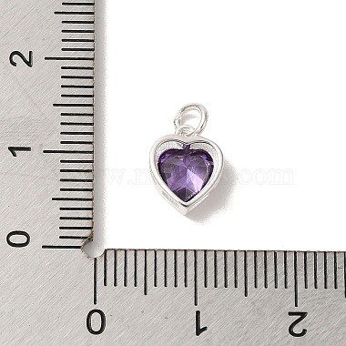 925 Sterling Silver Cubic Zirconia Heart Charms with Jump Rings(FIND-U013-10S-06)-3