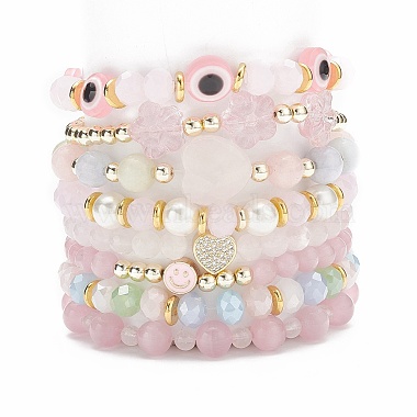 Pink Mixed Stone Bracelets