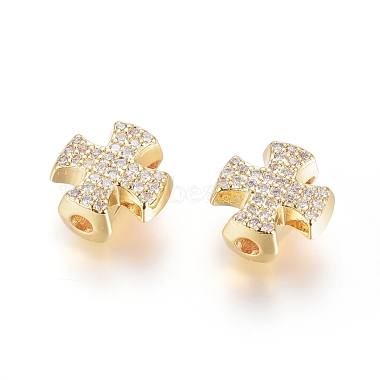 Real 18K Gold Plated Clear Cross Brass+Cubic Zirconia Slide Charms