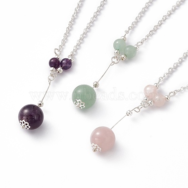 3Pcs Natural Gemstones Pendant Necklaces(NJEW-FS0001-04)-5