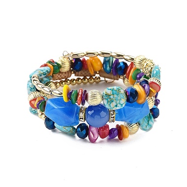 Bohemian Handwork Multi-Colored Stone Beaded Bracelet(AJEW-Z038-01C)-2