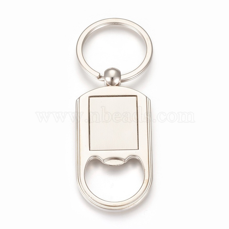 12 Zinc Alloy Bottle Openers Cabochon Setting Bezels w/ Keychain Ring Gift 89mm 