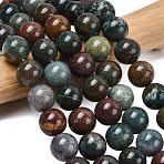 Natural Indian Agate Beads Strands, Round, 12mm, Hole: 1mm, about 16pcs/strand, 7.6 inch(G-G515-12mm-05)
