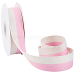 Two Tone Polycotton Ribbons, Stripe, Thistle, 1 inch(25mm), about 9.84 Yards(9m)/Roll(SRIB-WH20020-051C)