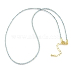 2MM Nylon Braided Cord Necklace Making, with Brass Findings and 202 Stainless Steel Lobster Claw Clasps, Golden, Long-Lasting Plated, Rack Plating, Sky Blue, 17.72 inch(45cm)(MAK-A019-02G-19)