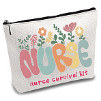 Polycotton Canvas Stroage Bags,  Metal Zipper Pouches, Rectangle with Word Nurse, Word, 18x25cm(ABAG-WH0029-060)