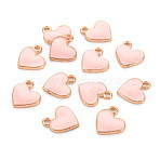 Alloy Enamel Charms, Heart, Golden, Pink, Golden, 12x11x1.5mm, Hole: 1.5mm(X-ENAM-S113-18E)