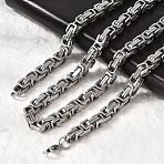 Non-Tarnish 201 Stainless Steel Byzantine Chain Necklaces, 31.5 inch(80cm), 6x6.5mm(NJEW-V0299-07)