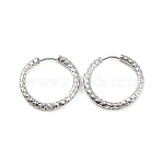 Non-Tarnish 304 Stainless Steel Grooved Hoop Earrings, Stainless Steel Color, 23x2.5mm, Pin: 1mm(EJEW-M218-01C-P)