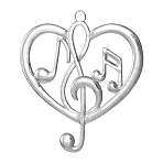 304 Stainless Steel Pendants, Heart with Musical Note Charm, Stainless Steel Color, 44x39mm(PW-WG9F702-01)