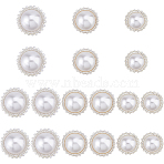 18Pcs 3 Styles Alloy & Plastic Shank Buttons, Half Round, 1-Hole, Silver, 17.5~20x12.5~13.5mm, Hole: 3mm, 6pcs/style(BUTT-FH0001-041)