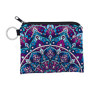 Mandala Flower Pattern Polyester Clutch Bags, Change Purse with Zipper & Key Ring, for Women, Rectangle, Medium Purple, 12x9.5cm(PAAG-PW0016-03F)