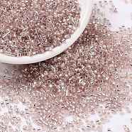 Cylinder Seed Beads, Silver Lined, Round Hole, Uniform Size, Misty Rose, 2x1.5mm, Hole: 0.8mm, about 888pcs/10g(X-SEED-H001-G18)