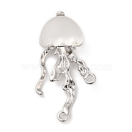 Resin Jellyfish Chandelier Component Links, Platinum Plated Alloy Sea Animal Links, White, 36x17x12mm, Hole: 1.8mm and 6x3mm(PALLOY-D019-12P-02)