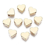 Brass Beads, Nickel Free, Real 18K Gold Plated, Heart, 6x7x3mm, Hole: 1mm(X-KK-T014-114G)