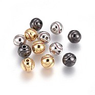 Brass Enamel Beads, Sports Beads, Long-Lasting Plated, Baseball, Mixed Color, 9.3x9mm, Hole: 2.1mm(KK-L179-06)
