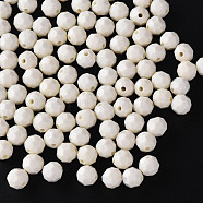 Opaque Acrylic Beads, Faceted, Dyed, Round, Creamy White, 10mm, Hole: 2mm, about 1050pcs/500g(MACR-S373-69-S01)