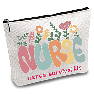 Polycotton Custom Canvas Stroage Bags,  Metal Zipper Pouches, Rectangle with Word Nurse, Word, 18x25cm(ABAG-WH0029-060)