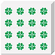 8 Sheets Plastic Waterproof Self-Adhesive Picture Stickers, Round Dot Cartoon Decals for Kid's Art Craft, Clover, 150x150mm, Sticker: 25mm(DIY-WH0428-022)