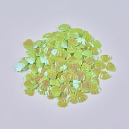 Ornament Accessories Plastic Paillette/Sequins Beads, No Hole/Undrilled Beads, Shell Shapes, Yellow Green, 6x8x0.6mm, about 45359pcs/pound(PVC-F002-C08)