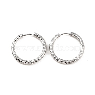 304 Stainless Steel Grooved Hoop Earrings, Stainless Steel Color, 23x2.5mm, Pin: 1mm(EJEW-M218-01C-P)