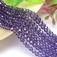 Imitation Austrian Crystal Bead Strands, Grade AAA, Faceted(32 Facets) Round, Medium Purple, 4mm, Hole: 0.7~0.9mm, about 100pcs/strand, 15.7 inch(G-M181-4mm-26A)