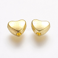 Alloy Beads, Cadmium Free & Nickel Free & Lead Free, Heart, Golden, 6x5x3mm, Hole: 1mm(PALLOY-6122-G-NR)