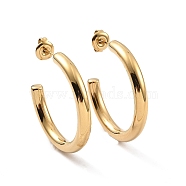 Ion Plating(IP) 304 Stainless Steel Stud Earrings for Women, C-Shaped, Real 14K Gold Plated, 31x4mm, Pin: 0.7mm(EJEW-G346-07B-G)