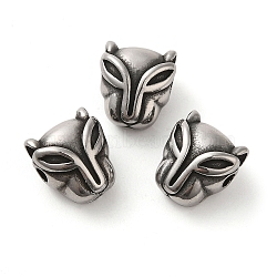 Leopard 304 Stainless Steel Beads, Antique Silver, 12x11x8mm, Hole: 2.5mm(STAS-E215-03AS)