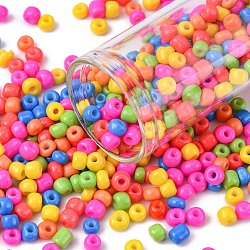 6/0 Glass Seed Beads, Baking Paint, Round Hole, Round, Mixed Color, 6/0, 4~5x2.5~4.5mm, Hole: 1.2mm, about 450g/bag(SEED-T005-10)