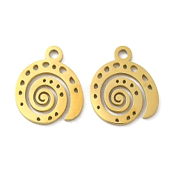 Ion Plating(IP) 304 Stainless Steel Charms, Laser Cut, Shell Charm, Golden, 14x12x1mm, Hole: 1.6mm(STAS-J042-18G)