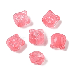 Transparent Spray Paint Glass Beads, Bear, Tomato, 10x10x7.5mm, Hole: 0.9mm(GLAA-Z011-01C)