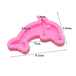 Dolphin DIY Pendant Silhouette Silicone Molds, for Keychain Making, Resin Casting Molds, For UV Resin, Epoxy Resin Jewelry Making, Hot Pink, 39x81x11mm, Inner Diameter: 70x29mm(SIMO-PW0001-325O)