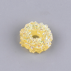 Resin Cabochons, AB Color Plated, Donut, Imitation Food, Yellow, 17~18.5x7~8mm(CRES-T010-48A)